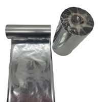 Cinta de Resina de Transferencia Térmica Plateada Metálica Brillante para Impresoras de Etiquetas Oki y Konica Minolta, Compatible con Cinta de Códigos de Barras