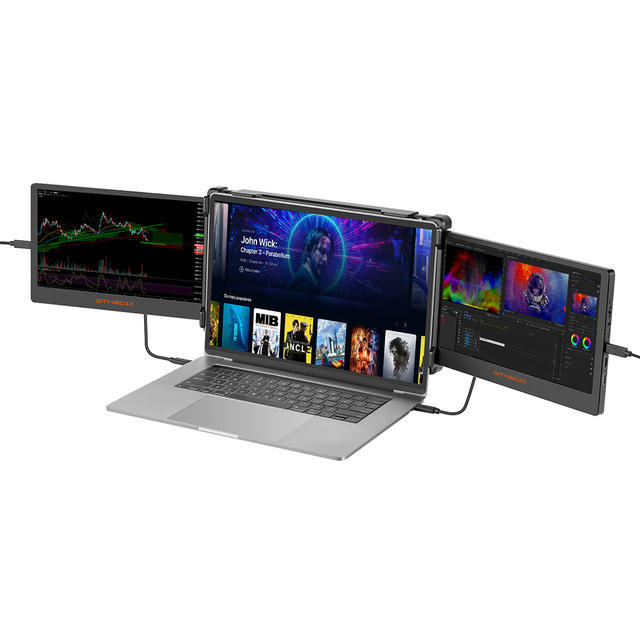 GTMEDIA Triple Laptop Screen Extender 11.6 Inch FHD 1080P IPS Double Monitor Extender with Full Function