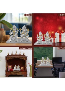 <b>Gold</b> and Silver Plated Ganesh Lakshmi Murti Set Hindu Religious Idol Decorative <b>Statue</b> Pooja Home Temple Decor Gift Handicraft - Product Image 4