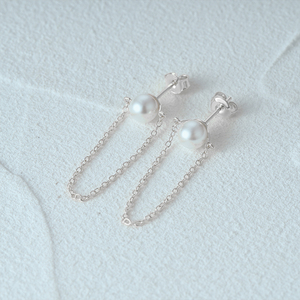 Boucles d'oreilles pendantes CANNER S925 en argent sterling plaqué or 18 carats avec zircon et perle, boucles d'oreilles clous à chaîne en or 18 carats pour cadeau de Noël - Product Image 2