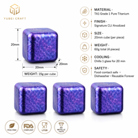 4 pierres à whisky en titane pur de qualité 1, finition irisée CLI |   Zéro dilution |   Glaçons en métal réutilisables, fabrication OEM disponible