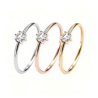 Koreanischer Nischen-Luxus Sechszackiger Kubischer Zirkonia Edelstahl Paarringe Minimalistischer Glatter Ring 18K Gold Schmuck