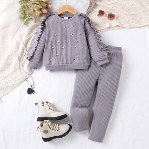 Conjunto de Suéter de Dos Piezas a la Moda para Otoño/Invierno para Bebés y Niños Pequeños, Mangas Largas y Pantalones - Product Image 2
