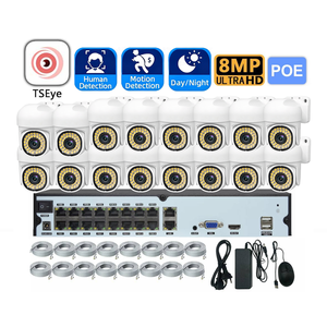 Kit NVR PoE 16 canaux 8MP 4K, système de surveillance avec 16 caméras, vision nocturne couleur, étanche IP66, détection humaine - Product Image 1