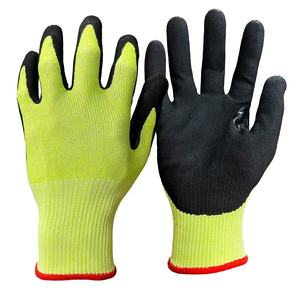 Hi-vis ANSI A5 E مستوى القطع <span class=keywords><strong>13G</strong></span> HPPE صلب نخيل النتريل الرملي غير الملحوم المغلفة مع سرج الإبهام - Product Image 2