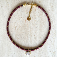 Chaîne de clavicule Haomi CE avec pendentif en ruban doré tissé et zircone, multicolore, réglable, vintage, élégante et polyvalente