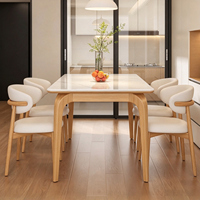 Ensemble de table à manger en pierre frittée et métal, design minimaliste, structure en acier au carbone, démontable et assemblable, durable pour les petits appartements