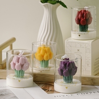 Lilin Aromaterapi Bunga Tulip dalam Stoples Kaca, Dekorasi Rumah Buatan Tangan, Hadiah untuk Valentine, Pernikahan, Pesta, Lilin Kedelai Beraroma