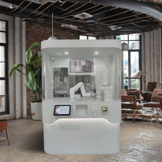 Automatic Smart Robot Coffee Kiosk Outdoor Vending Coffee Machine with 150-200 Capacity 70s/Cup Production APP-Based Ordering