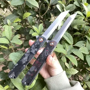 New Listing D2 Folding Pocket Knife 3.7'' T Blade Folding Knife Blank Carbon Fiber Handle EDC Knife With Clip