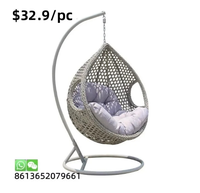 Chaise balançoire 1 place réglable en osier à bas prix en rotin macramé patio nid de plafond oeuf noir à bascule