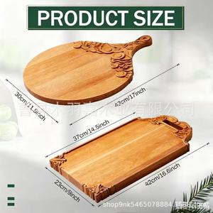 Tabla de cortar reversible de madera redonda con asa para cocina y comedor - Product Image 1