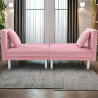 Elegante sofá cama de dos plazas de terciopelo con patas de metal para dormitorio u oficina, muebles elegantes para sala de estar de KD Furniture
