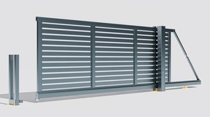 Système de porte d'entrée en alliage d'aluminium gris <span class=keywords><strong>anthracite</strong></span>, panneaux métalliques, porte coulissante automatique intelligente pour villa - Product Image 2