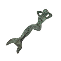 Figurine Sirène en Fonte à Poser sur Étagère, Vert Vintage, Thème Nautique Marin, Statue Métallique, Décoration de Jardin, d'Intérieur et de Maison