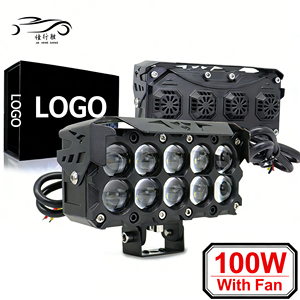 Faro LED de 100W con 10 luces LED y ventilador de refrigeración, IP67, para motocicleta, Jeep, camión, venta al por mayor de fábrica JHS - Product Image 1