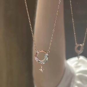 Dream Chasing Galaxy Star Necklace For Women Zinc Alloy Clavicle Chain Star Moon Pendant Gift Jewelry - Product Image 1