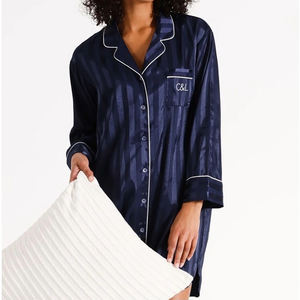 Beefey Wholesale <strong>Casual</strong> Knitted Lyocell Women's Sleep Dress Custom Size Pajamas Long Sleeves Breathable <strong>Home</strong> <strong>Wear</strong> Sleepwear - Product Image 3