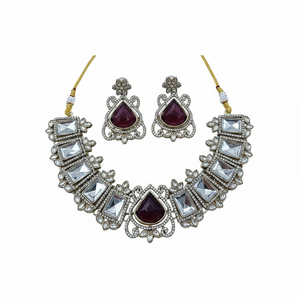 Latest Arrival Classic Antique Gold Plated Kundan Choker <b>Necklace</b> Earrings Set <b>Statement</b> Pendant for Women Wedding Engagement - Product Image 2