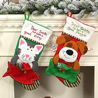 Nouveauté 2024 : Sacs cadeaux de Noël en tissu non tissé, motifs chat, chien et Père Noël, pour décorations de Noël, vente en gros, modèle Chine