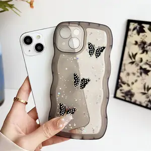 Di lusso Glitter stella farfalla per iPhone 15 Pro Max custodia del telefono cellulare per Galaxy A73 A53 A13 A14 A23 4G 5G Wave Cover posteriore trasparente