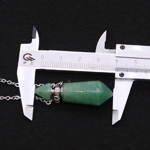 Collier pendentif en cristal de forme de balle personnalisé, flacon de <span class=keywords><strong>parfum</strong></span>, huile d'aromathérapie avec pierre naturelle en jade, bijoux uniques - Product Image 5