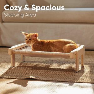 <span class=keywords><strong>FUKUMARU</strong></span> Repose-pieds pour chat 3-en-1 convertible en hamac, pour fenêtre, rebord de fenêtre, lit ou sol, robuste, en tissu de lin lavable et renforcé - Product Image 4
