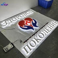 Enseigne LED 3D personnalisée en acrylique rétroéclairée, transformateur, canal en acier inoxydable, pour enseignes murales commerciales, devantures de magasins, bars et bâtiments