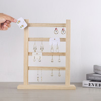 Présentoir à boucles d'oreilles Moya simple à quatre niveaux en bois massif, support de rangement de bijoux pour la maison et le bureau, présentoir de boucles d'oreilles suspendues, accessoires de présentation en carton