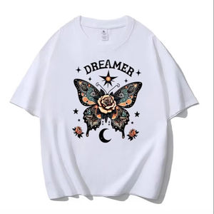 เสื้อยืดคอกลมแขนสั้นสำหรับผู้หญิงแฟชั่นขนาดใหญ่พิเศษพิมพ์ลายผีเสื้อสำหรับฤดูร้อน - Product Image 1