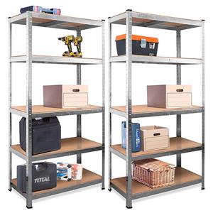 Zwaarbelastbaar gegalvaniseerd ijzeren 5-laags opslagrek, hoge draagkracht, verstelbare niveaus, boutloze klikmontage, industrieel - Product Image 1