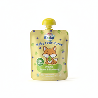 Sachet Doypack à bec verseur imprimé sur mesure, haute barrière, pour pâteurisation, 90g 120g, pour purée de fruits pour bébé