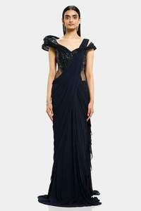 งานปักลายสวยงามสำเร็จรูปสำหรับผ้าส่าหรีสำหรับผู้หญิง แห้งเร็ว ใส่ได้ทุกฤดู เหมาะสำหรับงานปาร์ตี้ ตรวจจับรอยปักได้ชัดเจน AKS GROUP - Product Image 2