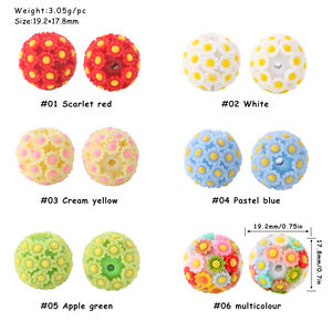 Kovict Bubblegum acrílico bola redonda cuentas Margarita flor forma plástico resina suelta Linda flor cuentas mixtas para bolígrafos fabricación de joyas - Product Image 2