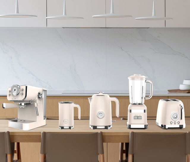 Hot Selling Retro Toaster and Water Kettle Coffee Maker Kitchen Appliance Sets Stainless Steel Electric Kettle and Toaster Set