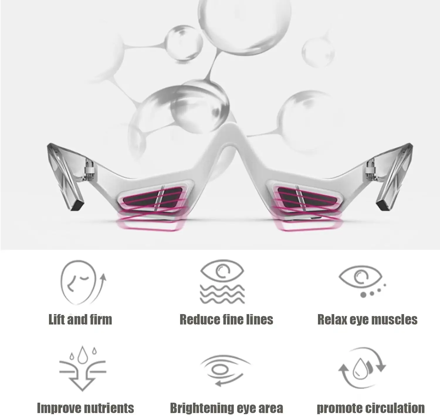 مبيعات مميزة نظارات تدليك العين ثلاثية الأبعاد EMS أداة تدليك العين ثلاثية الأبعاد القابلة للارتداء لإزالة الهالات السوداء تحت العين
