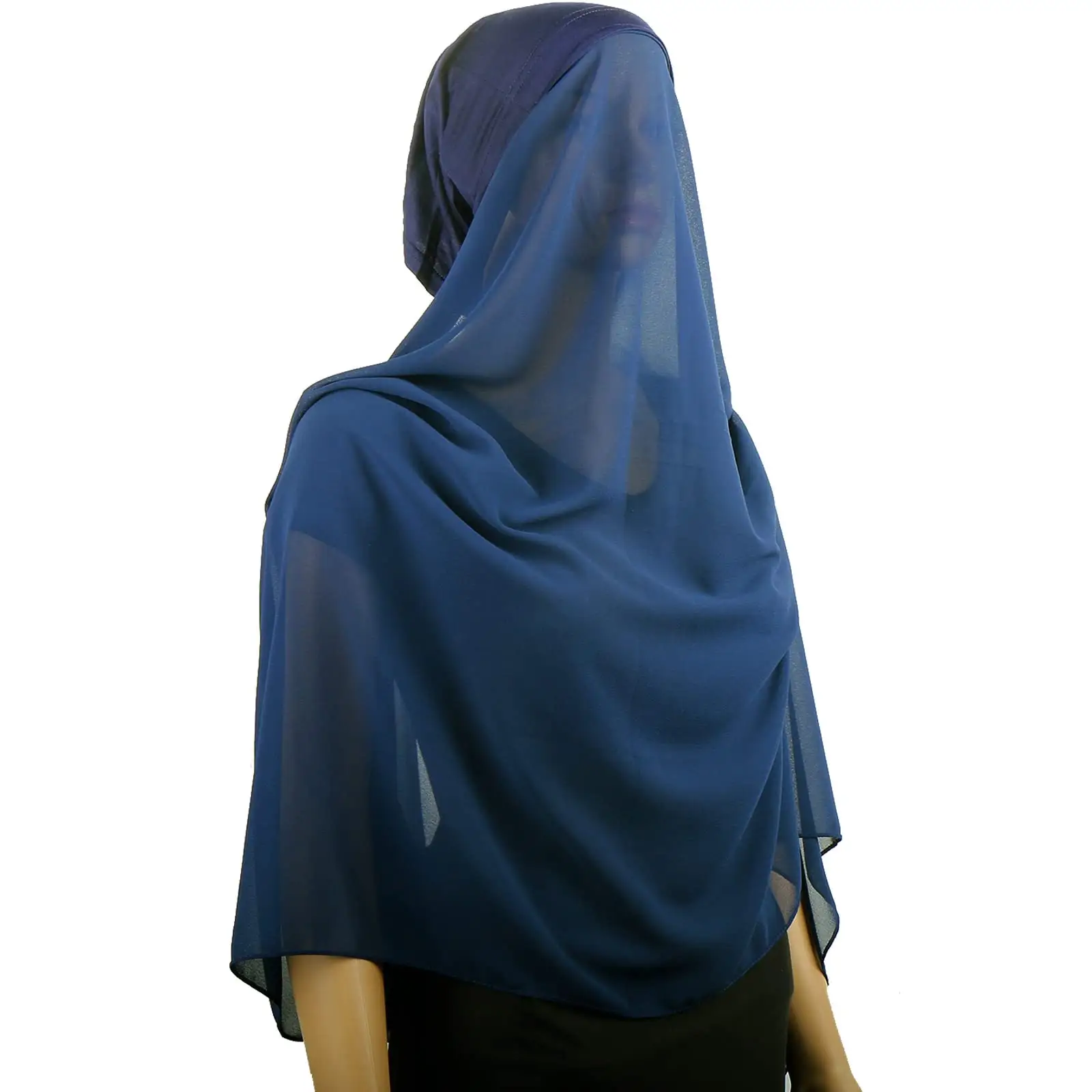 2Pcs Oneness Ready To Wear Scarf Muslim Women Chiffon Hijabs With Jersey Instant Inner Cap Bonnet Head Underscarf Headwrap