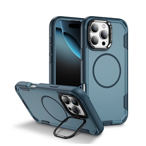 3 en 1 Rugged <span class=keywords><strong>Amour</strong></span> Hide Metal Lens Stand <span class=keywords><strong>Fine</strong></span> Circle Magnetic Phone Case para iPhone 17 Pro Max 12 13 14 15 16 Plus Air - Product Image 3