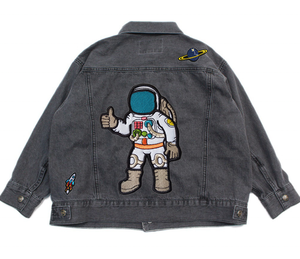 Lavado ácido de niños nave espacial astronauta alienígena Patchwork chaqueta Denim - Product Image 1
