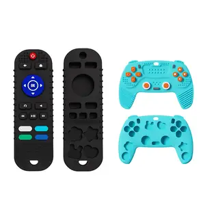 2023 New product educational sensory chewing toys tv game teether silicone baby remote control teether for babies 6-18 months