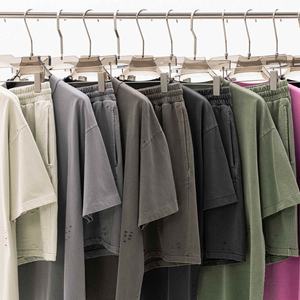 Camiseta de estilo antiguo con cuello redondo de Moq bajo personalizada, camiseta desgastada de lavado Retro personalizado con estampado de algodón pesado en blanco - Product Image 3