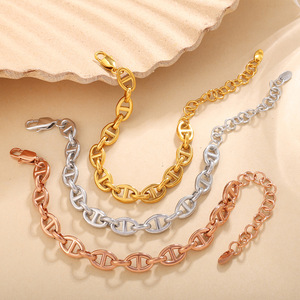 Ensemble de chaînes de corps géométriques en alliage de zinc, unisexe, pour usage quotidien, design nez de cochon, bijoux de mode multicolores - Product Image 3