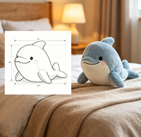 Peluche de dauphin certifiée ASTM |   Peluche super douce pour enfants |   Peluches de qualité supérieure pour cadeaux |   Remplissage Écologique