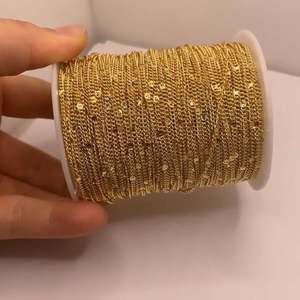 Acero inoxidable 18K oro PVD oro collar flor en relieve cadena fina joyería venta en metros - Product Image 5