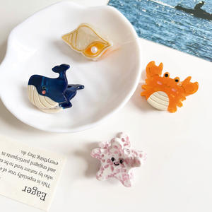 Divertido Delfín Cangrejo Estrella de Mar Ballena Concha Pulpo Marino Animal Acetato Niñas Niños Mujeres Mini Pinza de Pelo Pequeña - Product Image 4