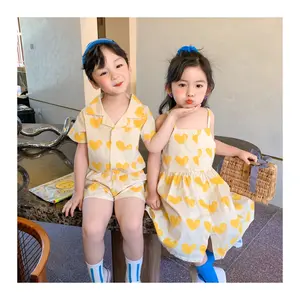 Vestidos para niños de verano 2024, moda coreana para niños, vestido Smocked Love Heart, ropa para niña De Chicas De 5 a 7