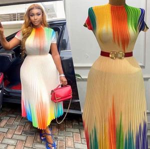 2022 yaz yeni baskılı taneler yuvarlak yaka üst yüksek bel etek moda rahat etek seti - Product Image 1