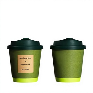 330 ML Kraft Paper <b>Disposable</b> Hot Drink <b>Cup</b> Green Reusable Coffee <b>Cups</b> with Lid Single Wall Spend Your Time in Happiness Life - Product Image 3