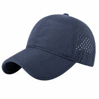 Casquettes de baseball personnalisées en nylon vierges à 6 panneaux, imperméables, avec boucle coulissante, dos extensible en maille perforée au laser