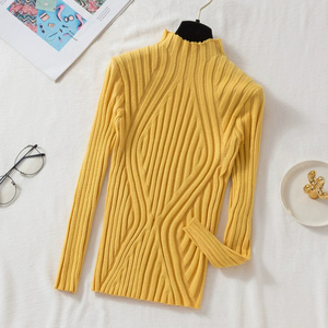 Tops negros ajustados de punto para mujer, suéter de cuello alto, jerséis de cuello alto, suéteres básicos de otoño e invierno para mujer - Product Image 3